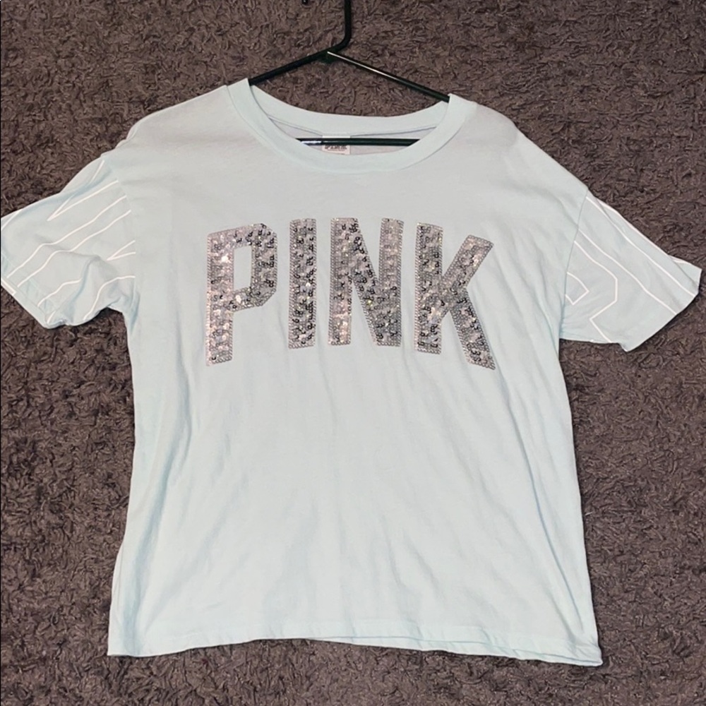 Light blue victoria’s secret pink top